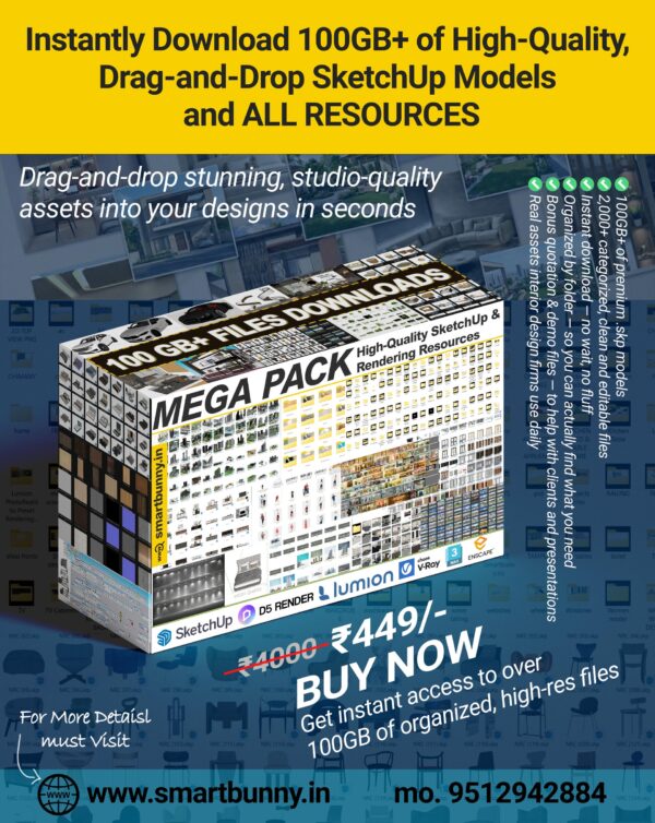 Instantly Download 100GB+ of High-Quality, Drag-and-Drop SketchUp Models and ALL RESOURCES